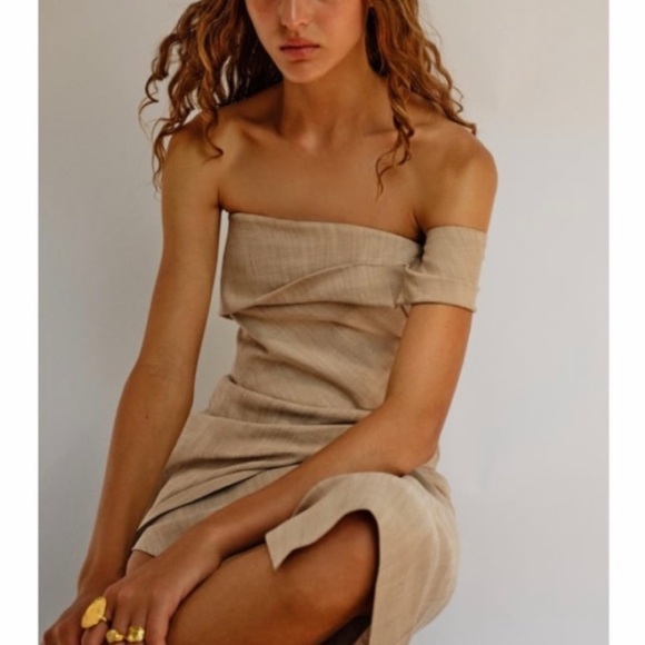 NWT Zara Asymmetrical Linen Dress - Picture 1 of 5